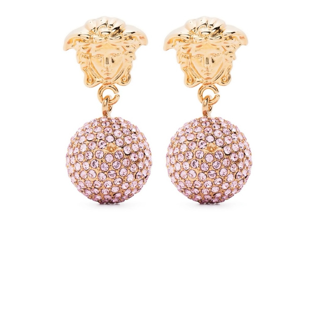 Versace Gold and Pink Crystal Earrings